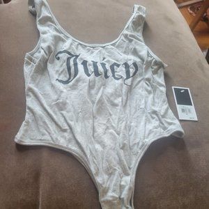 JUICY COUTURE GRAY Scoop Neck Cotton Spandex Body Suit